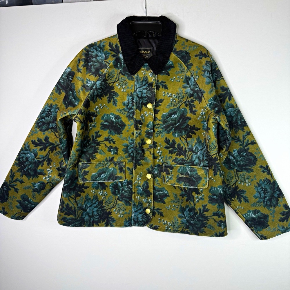 Barbour House of Hackney velvet feel  LCA0297SN71 Floral Zip Snap Jacket  US 10